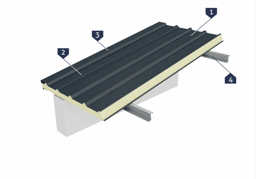 dach z płyt warstwowych Roof Made of Sandwich Panels - Slope - MarPanel - Pir Boards - Sandwich Panels - Top Sheet - Pir D Core Крыша из сэндвич панелей - скат крыши